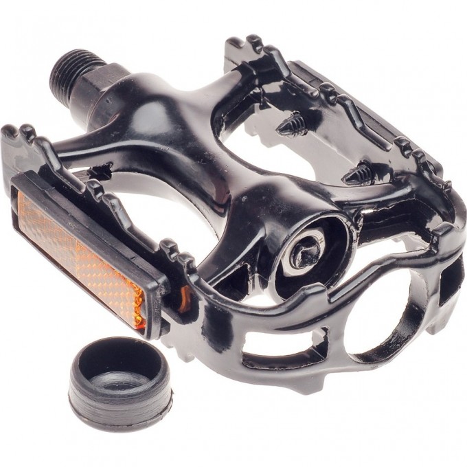 Педали BLF-B6 ось 9/16" со светоотражателями, алюминиевые чёрные 360105