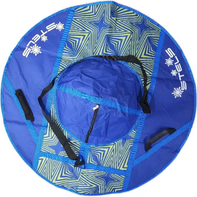 Санки надувные (тюбинг) STELS 110 см ткань с рисунком без камеры СН030, синий/синий+зеленые абстракции 2007000054130