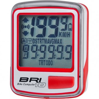 Велокомпьютер STELS BRI-10 бело-красный Велокомпьютер STELS BRI-10 бело-красный