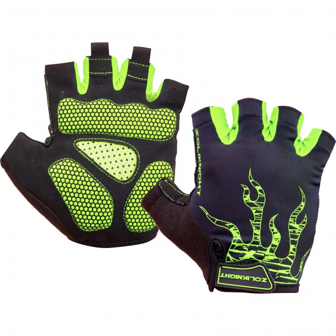 Велоперчатки ZL2313 черно-зелёные, размер: M 380179